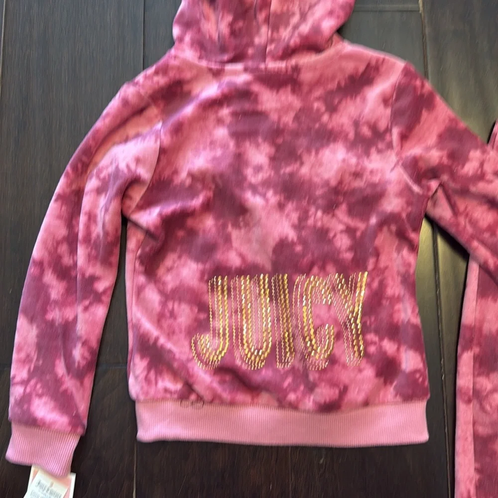 NWT Juicy Couture Toddler Girls Pink Tie-Dye Hoodie and Joggers Set